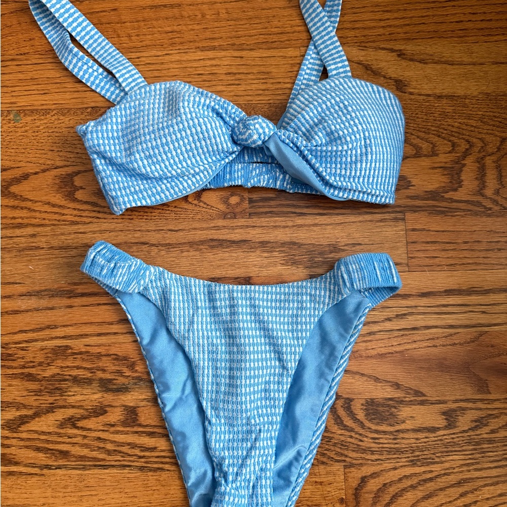 Light Blue Textured Bikini Set - Women Swim Bikini